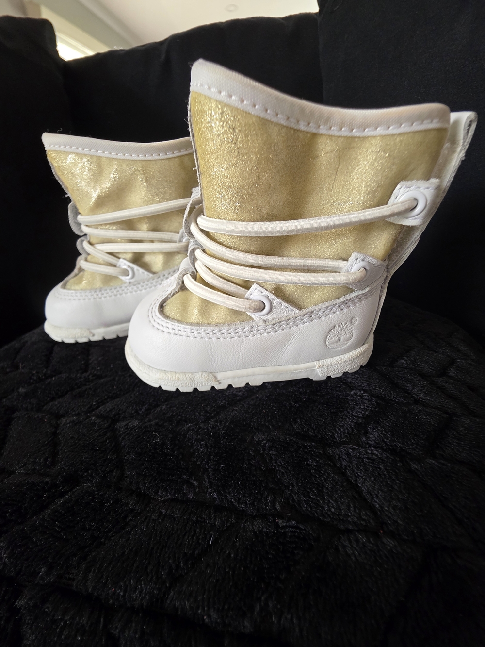 Timberland Kids' Metallic Gold and White Snow Boots